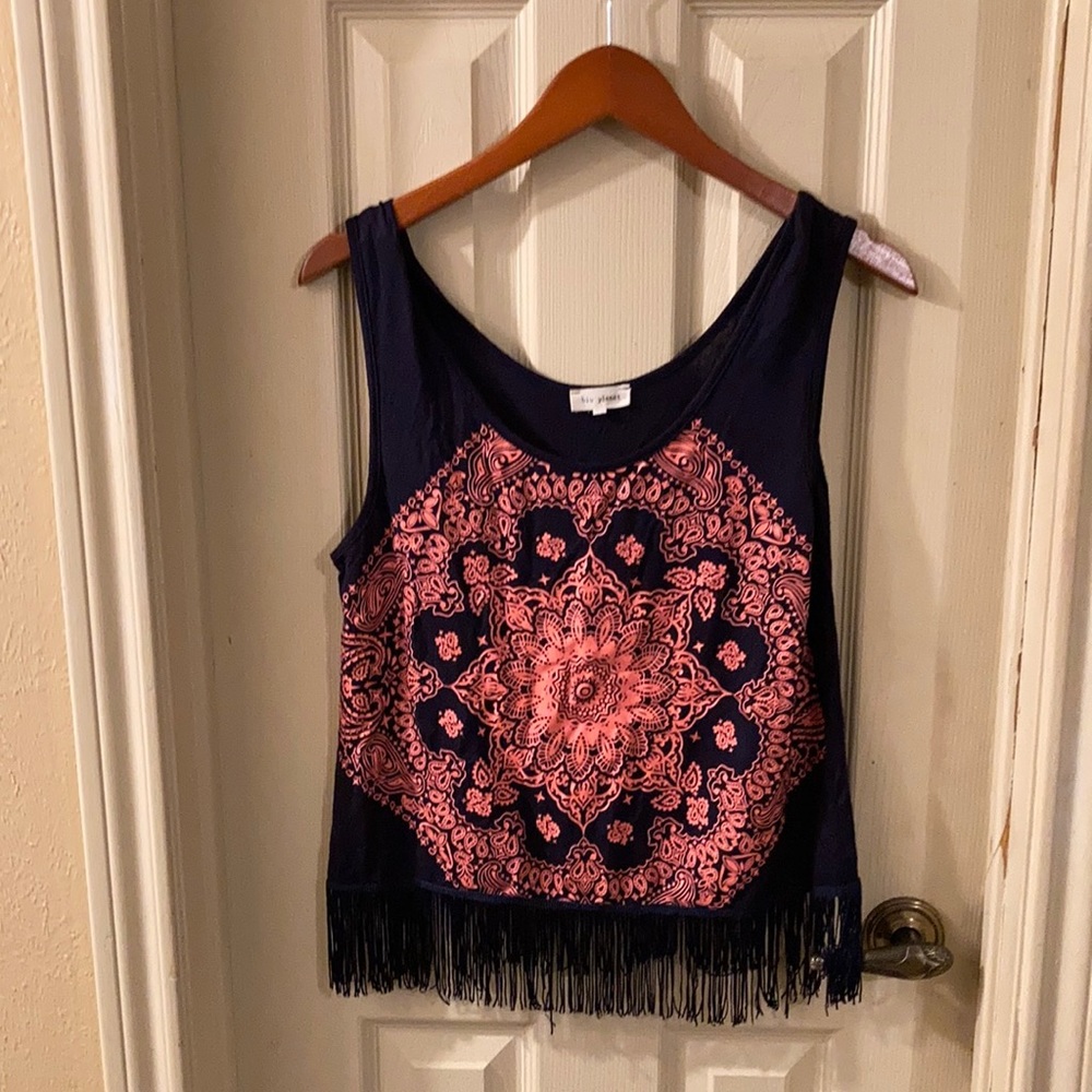 BLU PLANET TOP W FRINGE SIZE XL